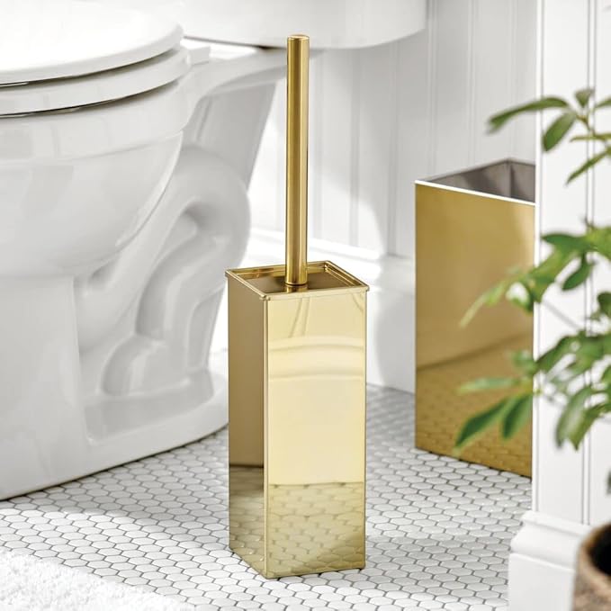mDesign Steel Square Modern Toilet Bowl Brush and Holder - Image 2