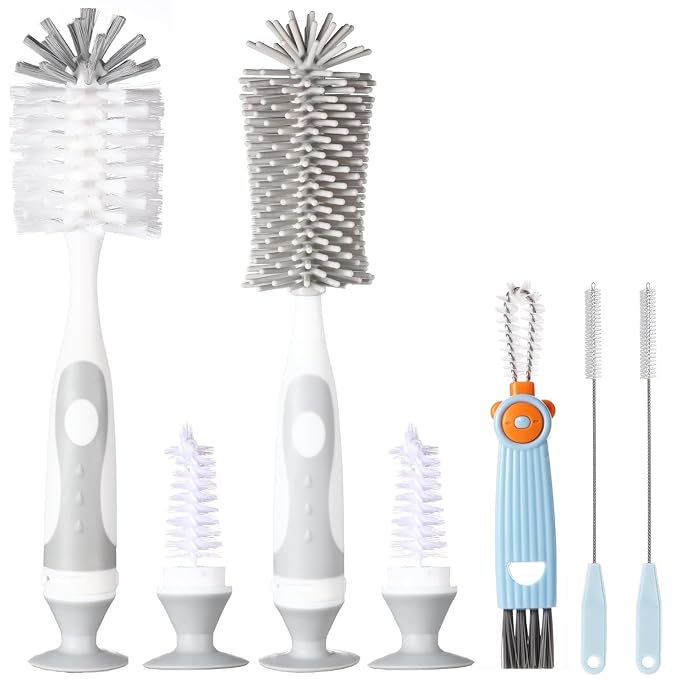 5-in-1 Baby Bottle Cleaner Set, Including Nylon & Silicone Bottle Brush by ARISENODirect