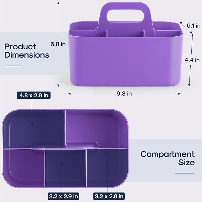Multiuse Caddy Organizer with Handle, Stackable Plastic Tote Bin - Image 5