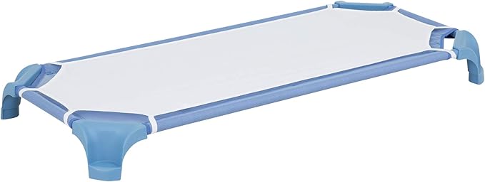 Sprogs Heavy-Duty Stackable Standard Size 52"L Daycare Cots for Kids and Toddlers, Stacking Preschool Classroom Kids Cots for Sleeping, Resting, Naptime, Pack of 12, Natural Colors