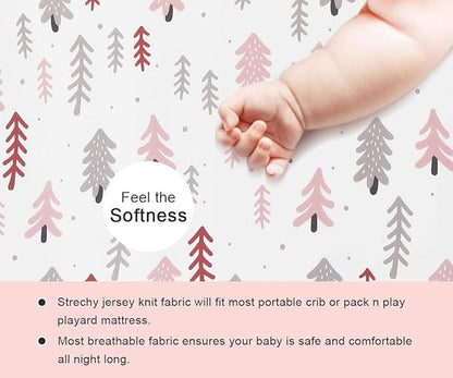 BROLEX 2 Pack Mini Crib Sheets, Stretchy Portable Fitted Playard Sheet Set, Convertible Playard Mattress Cover, Ultra Soft Breathable Material, Jungle Animals