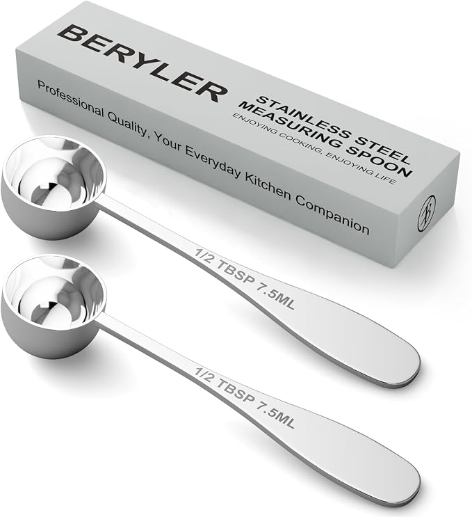 2PCS 1/2tbsp Single Measuring Spoon, Stainless Steel Individual Teaspoon by BERYLER
