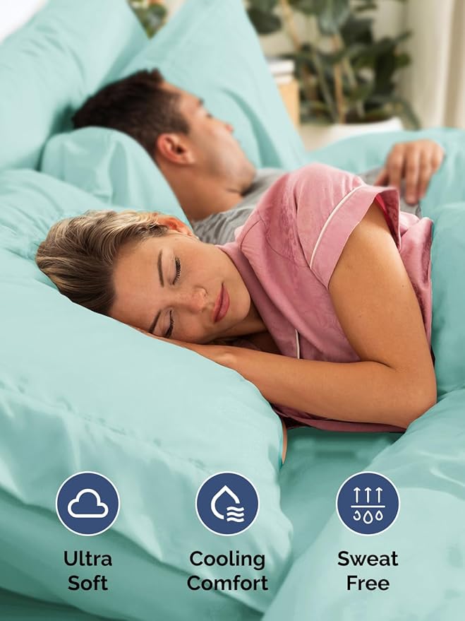Extra Deep Twin Sheet Set - 4 Piece Breathable & Cooling Sheets - Hotel Luxury Bed Sheets Set - Easy & Secure Fit - Soft, Wrinkle Free & Comfy Sheets Set - Spa Blue Sheet Set with Extra Deep Pockets