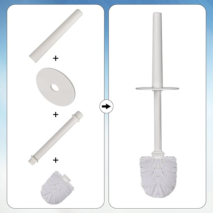 Topsky Toilet Brush & Holder Set, 2 Pack Plastic Round Barrel Loo Brush - Image 5