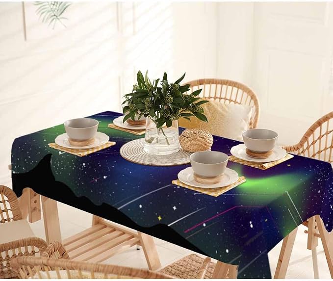 Northern Lights Table Cloth Rectangle Galaxy Fantasy Space Nebula 52x70 by Unknown