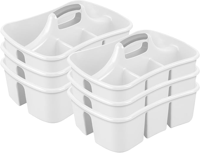 Sterilite 6 Pack Divided Ultra Caddy, Plastic Portable Storage to Hold Bathroom by Sterilite
