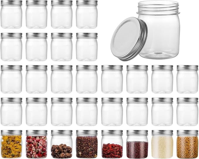 Plastic Mason Jars Reusable Storage Containers by Naivees