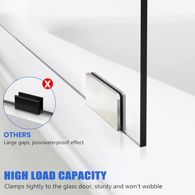 Bathtub Shower Door, 1/4" Clear Tempered Frameless Shower Glass Door, Tub - Image 3