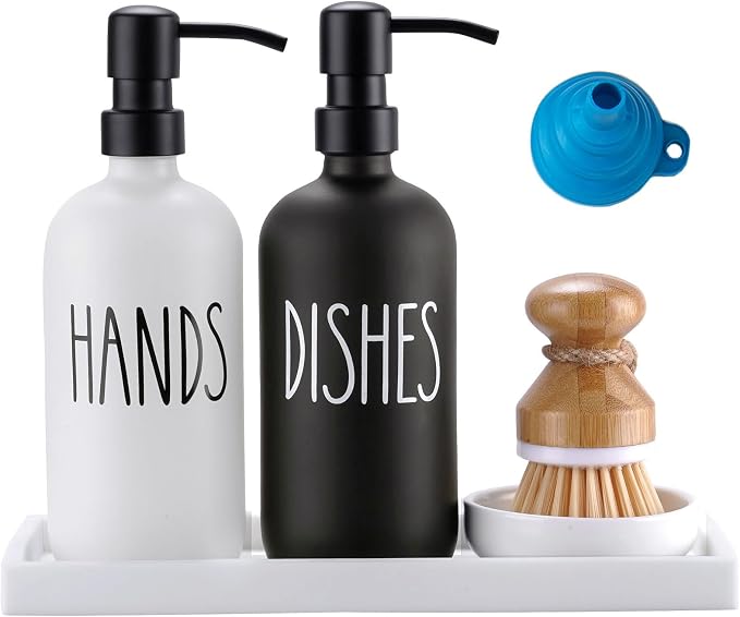 Glass Soap Dispenser for Kitchen, Farmhouse Dish Soap Dispenser&Hand Soap by Eggs+sound