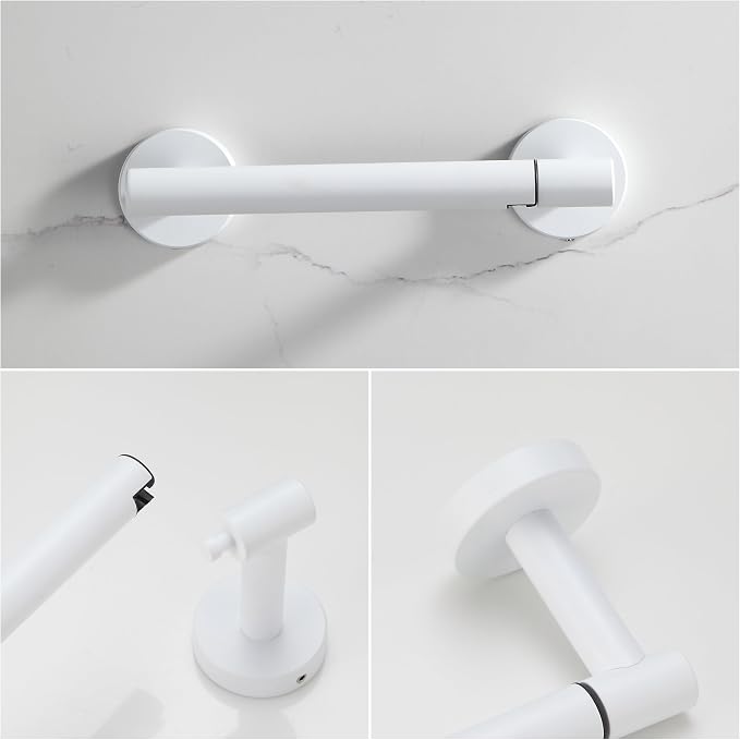 BVL Toilet Paper Holder Matte White Wall Mount Stainless Steel 304 Large Mega - Image 3