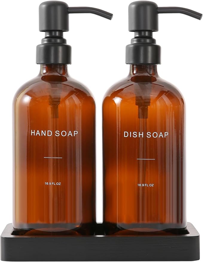Amber Soap Dispenser Set, Soap Dispenser by PrusWaso