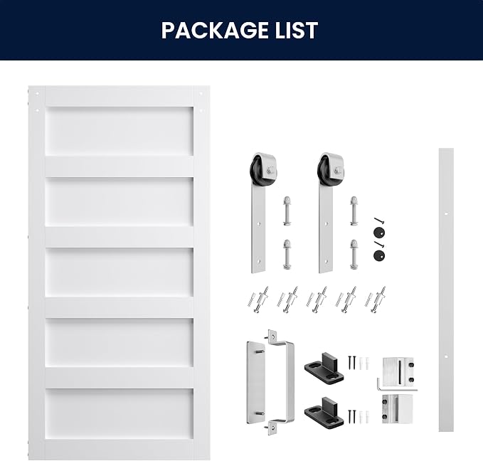 SmartStandard 42x96 inch White Barn Door - Image 7