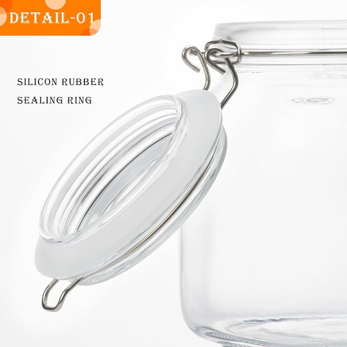 34oz Square Glass Food Storage Jars - Image 4