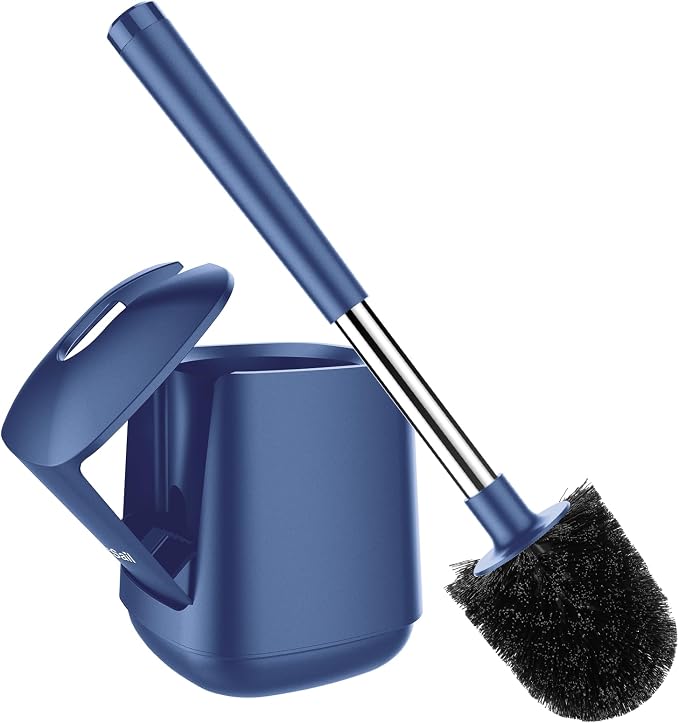 SetSail Toilet Brush and Holder, Self Closing Lid Toilet Bowl Brushes Holder by SetSail