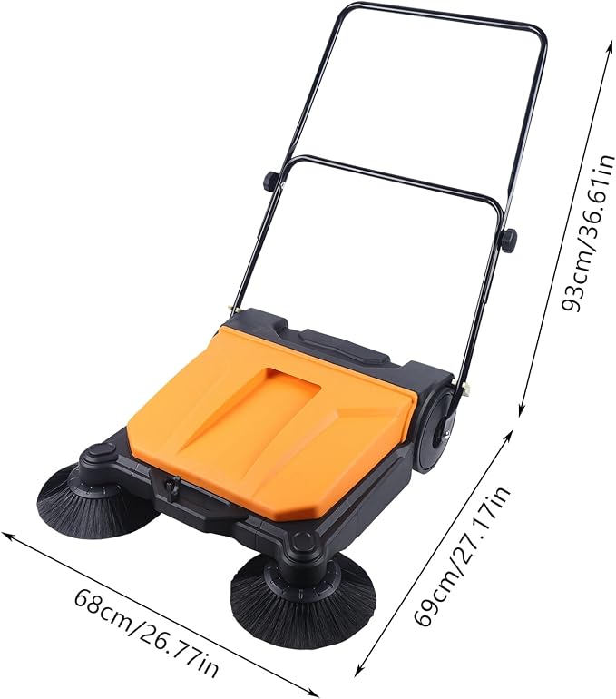 Walk Behind Outdoor Push Sweeper, 26 Inch 15L Walk-Behind Outdoor and Indoor - Image 4