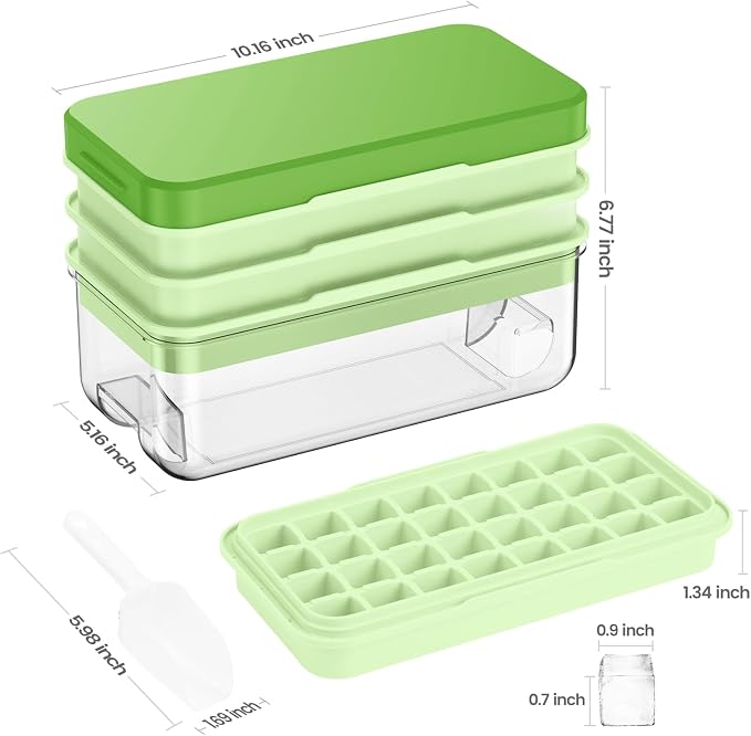 PHINOX Ice Cube Tray with Lid and Bin, 3 Pack Plastic Ice Cube Tray Molds - Image 5