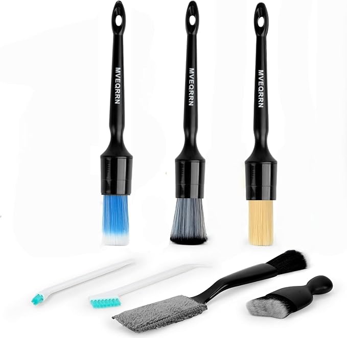 7PCS Car Detailing Brush Set, Boars Bristle Car Cleaning Detail Brush kit by MVEQRRNcardetailbrushset