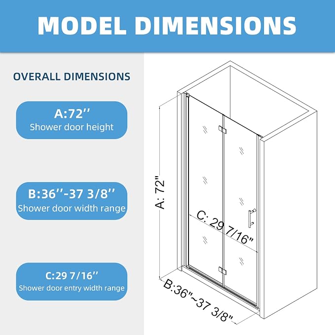 Royal Guard Bifold Shower Door, Pivot Swing Shower Door, Chrome Finish - Image 2