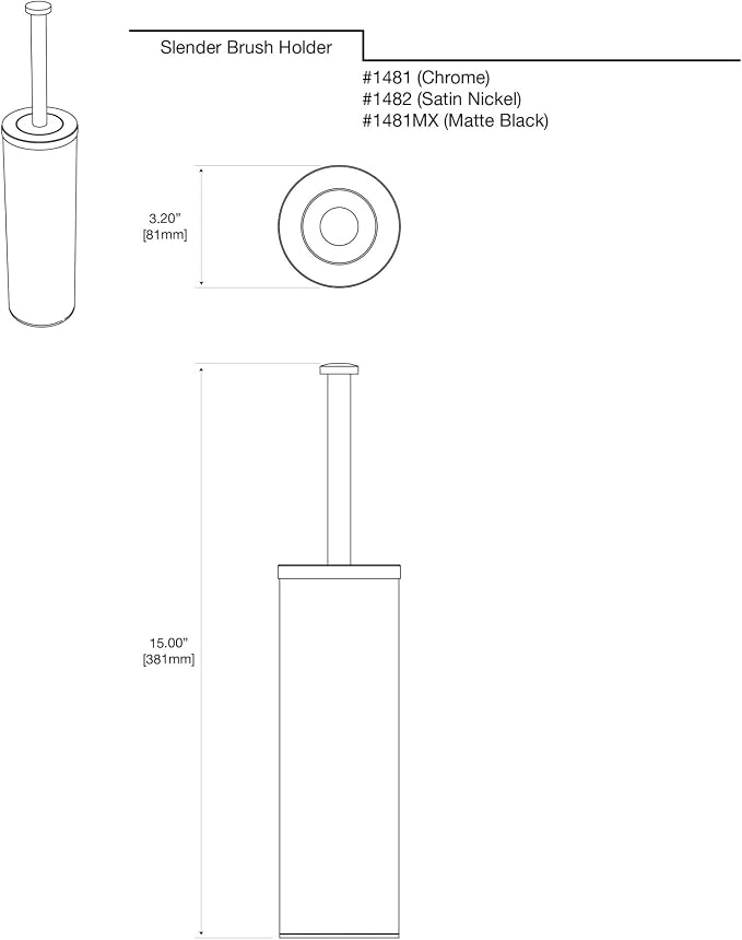 Gatco 1482 Latitude II Slender Toilet Brush Holder, Satin Nickel - Image 3