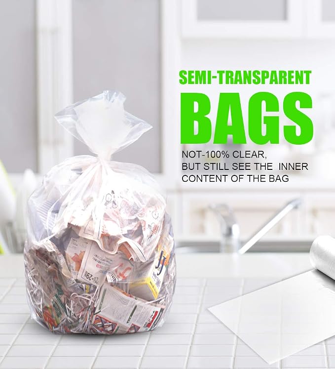 FORID Clear Medium Garbage Bags – 8 Gallon Plastic Trash Bags 30 Liter - Image 2