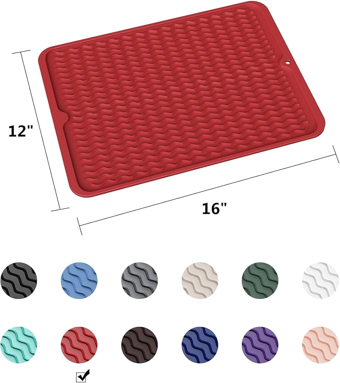 ZLR Silicone Dish Drying Mat for Kitchen Counter, Eco-Friendly Fast Dry Dish Mat - Image 6