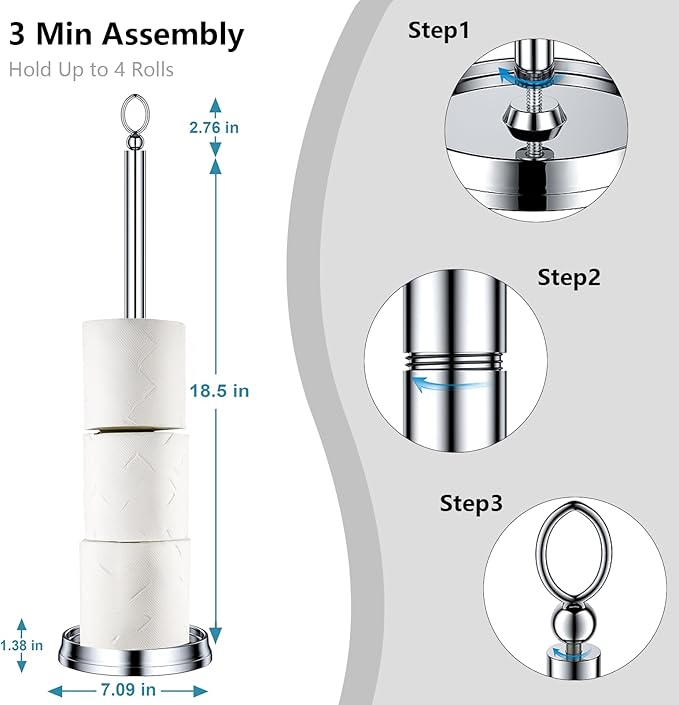 Heavy Weighted Toilet Paper Holder Free Standing Toilet Paper Storage，Spare - Image 3