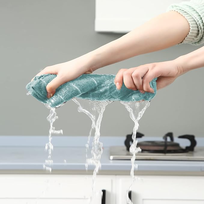 Microfiber Kitchen Towels and Dishcloths Set, 26 X 18 Inch and 12 X 12 Inch - Image 4