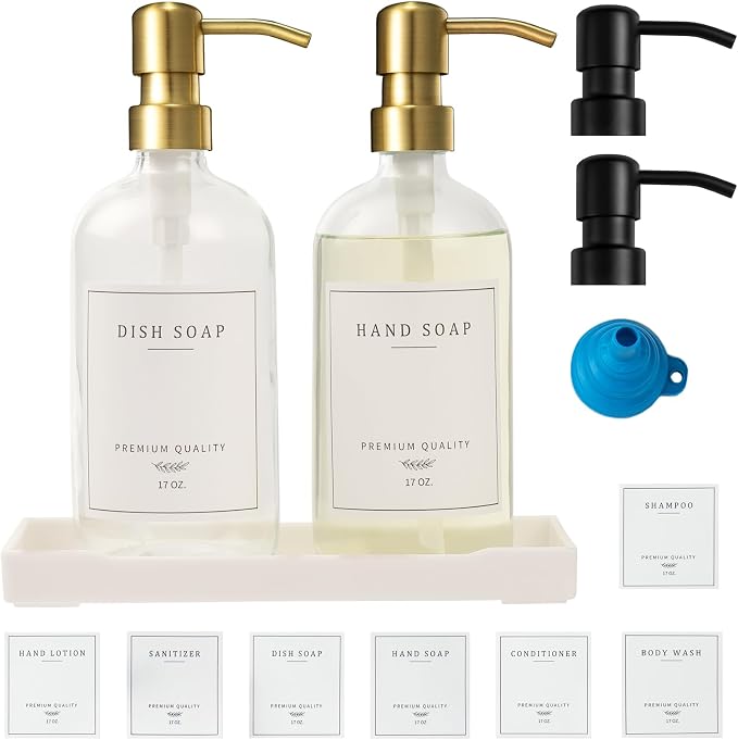 Glass Soap Dispenser for Kitchen Sink, Farmhouse Dish Soap Dispenser&Hand Soap by Eggs+sound