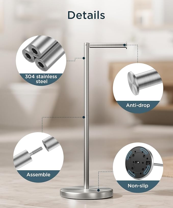 FORIOUS Toilet Paper Holder Stand, Toilet Paper Storage - Image 6