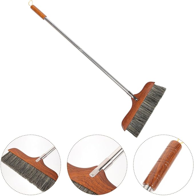 Yardwe Horse Hair Soft Bristle Broom Wooden Handle Angle Broom Floor Cleaning - Image 4