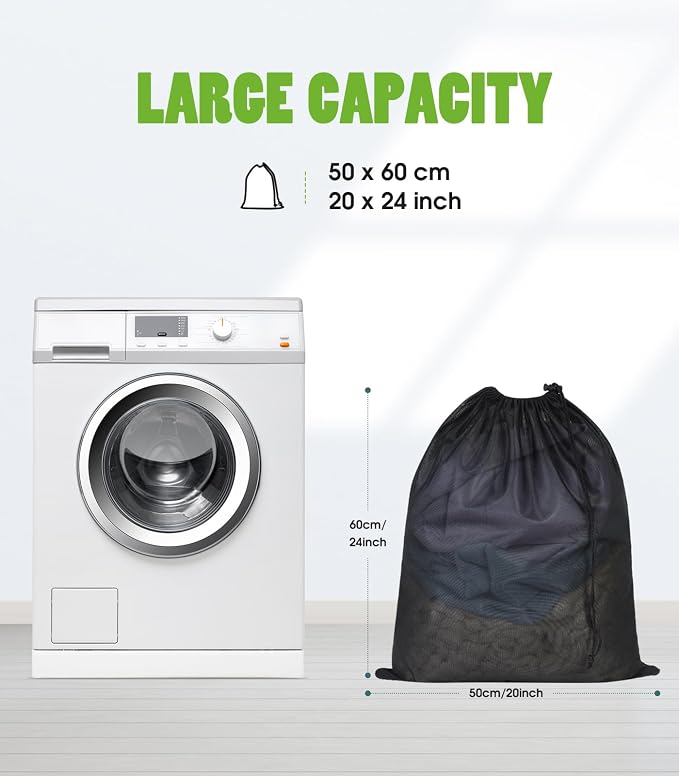 OTraki 20x24 inch Mesh Laundry Bags 2 Pack Fine Mesh Heavy Duty Drawstring Bag - Image 2