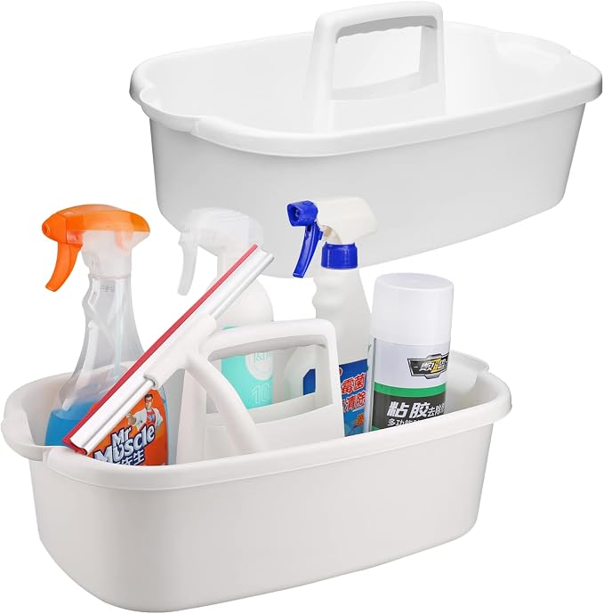 Cleaning Caddy Organizer with Handle, Cleaning Tool Storage Tote, 2 Pack by KeFanta