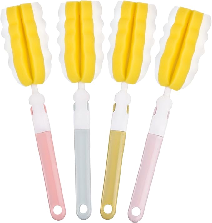 INVODA 4PCS Bottle Brush Long Handle Cup Cleaner Brush Sponge Bottle Scrubber by INVODA