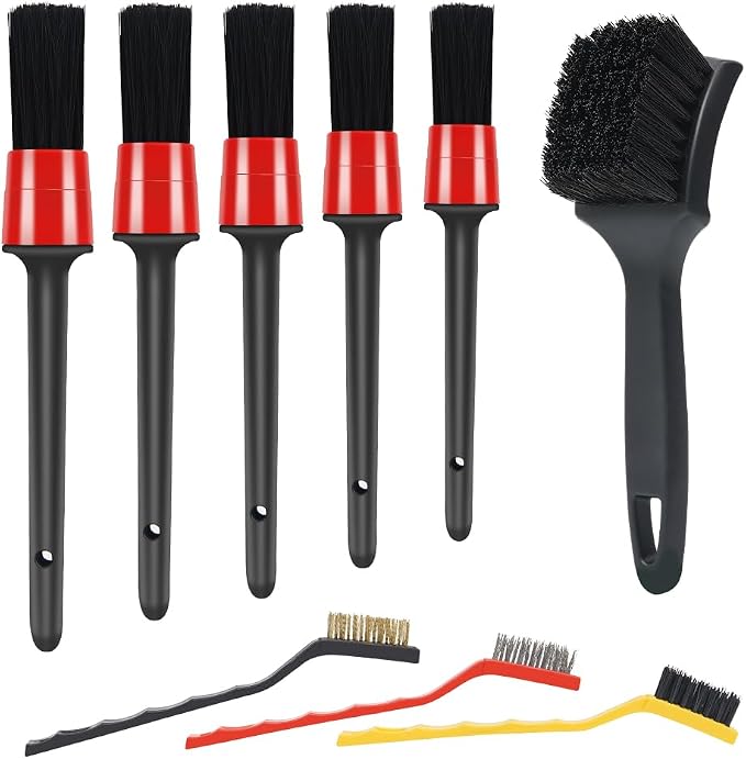 9pcs Detailing Brush Set, Interior Cleaning Brush, Steel Wire & Tire Brush by Unknown