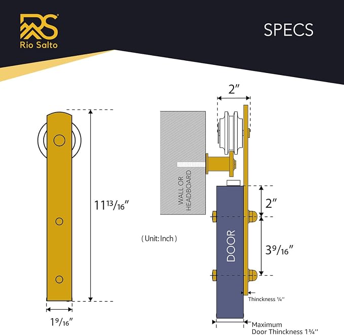 Rio Salto Gold Barn Door Hardware Kit Sliding Door Hardware Modern Barn - Image 9
