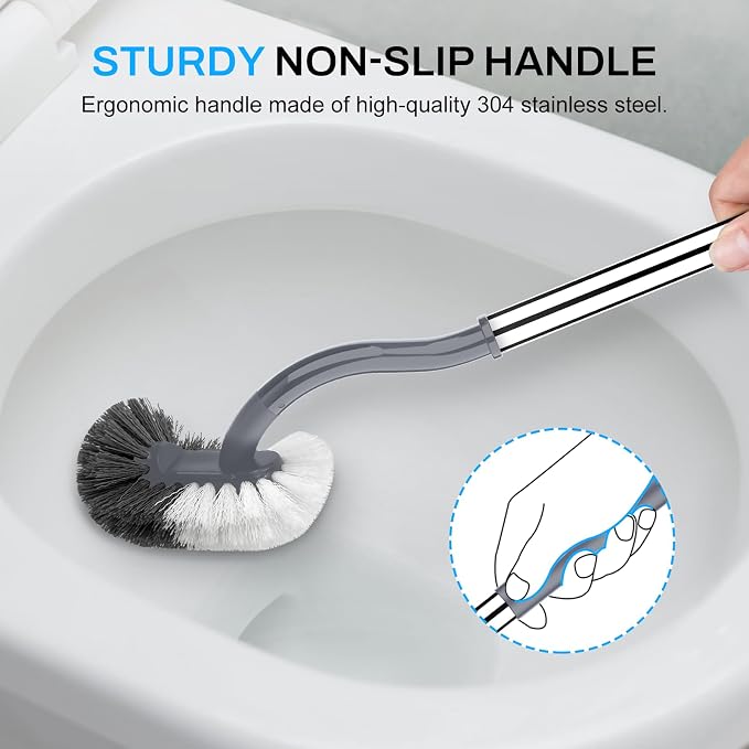 SetSail Toilet Brush and Holder Set, Compact Size Curved Toilet Bowl Brush - Image 6