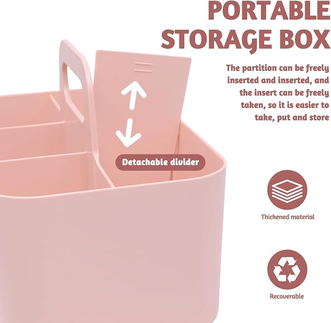 Plastic Portable Caddy with Handle, 5 Grid Small Caddies Storage Basket - Image 3