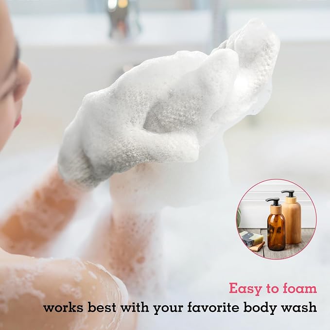 Evridwear Exfoliating Gloves for Shower, 100% Nylon Thick Soft Medium Heavy - Image 6
