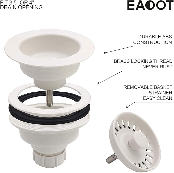 White Polymer Drain Kitchen Sink Drain Assembly - Image 6