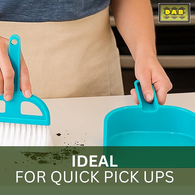 DAB 6" x 5" Mini Whisk Broom and Dustpan | Dustpan & 8.5" Broom | Vibrant Green - Image 5