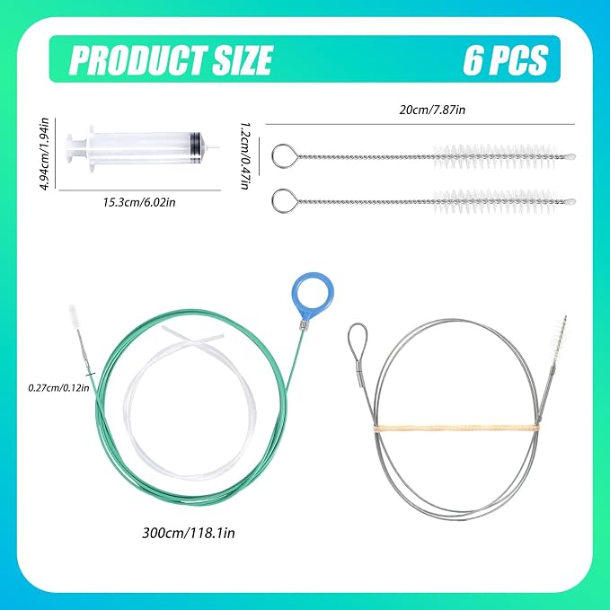 6pcs Sunroof Drain Cleaning Tool, 118in Flexible Long Pipe - Image 2