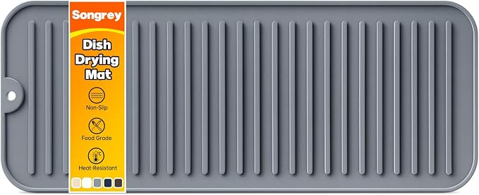 Songrey 16" x 6.5" Silicone Dish Drying Mat, Kitchen Counter Drying Pad by Unknown