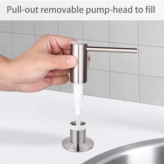 Samodra Sink Soap Dispenser, Metal Pump Head Liquid Lotion Countertop Kitchen - Image 2