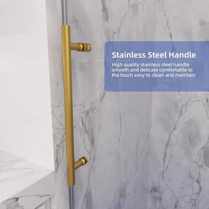 Shower Door, 56-60" W x 74" H Frameless Single Sliding Shower Doors - Image 7