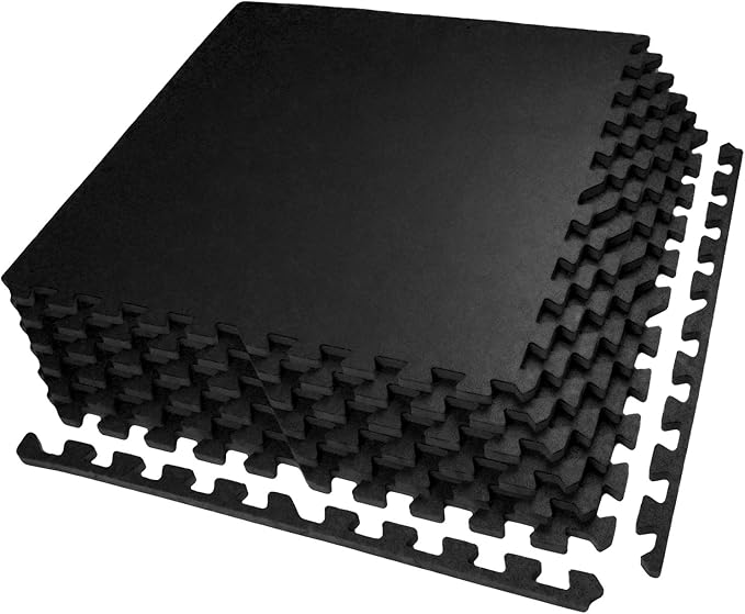 AIRHOP 0.56in Thick 24 Sq Ft Exercise Equipment Mats, 6 Tiles Upgraded Rubber by Airhop