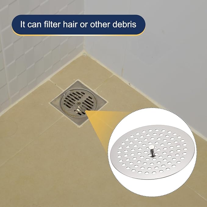 uxcell Shower Drain Hair Catcher, 4.9 inch Stainless Steel Round Floor Drain - Image 4