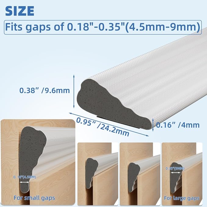Wedge-Shape Window Weather Stripping Door Frame Seal Strip 2Pcs×196" White - Image 2