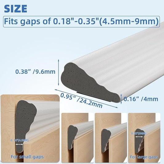 Wedge-Shape Window Weather Stripping Door Frame Seal Strip 2Pcs×196" White - Image 2