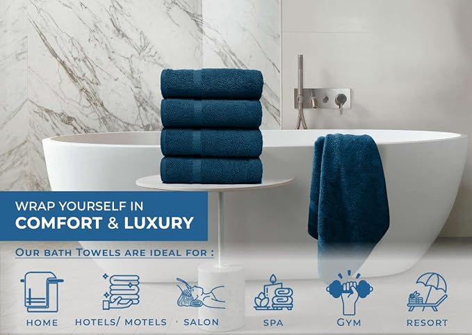 DAN RIVER Bath Towels Set of 4, 27 x 54 Inches, 100% Cotton, Larger & Lighter - Image 5