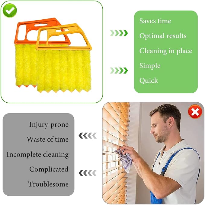 2 PCS Blind Cleaner Duster Tool, Window Venetian Hand-held 7 Finger Dusting - Image 5